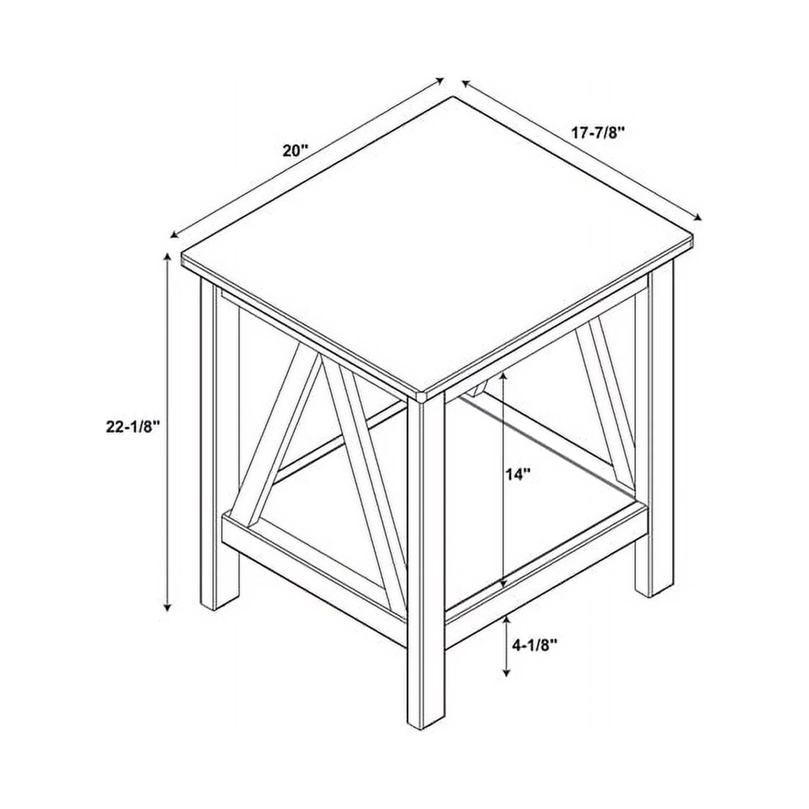 Riverbay Furniture Wood X-Design End Table in Antique Brown