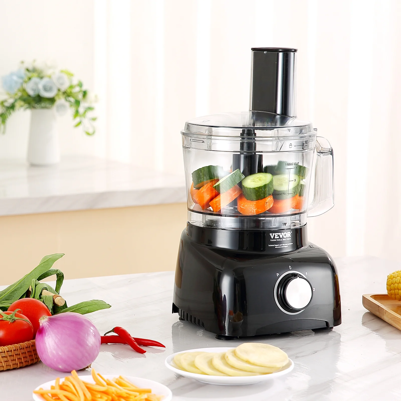 SKYSHALO 7-Cup 350W Food Processor Vegetable Chopper for Mixing Slicing Kneading