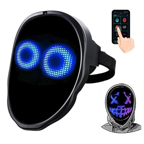 Led Mask with App Controlled,Programmable LED Halloween Mask,Digital Mask for Costume Cosplay Party Masquerade