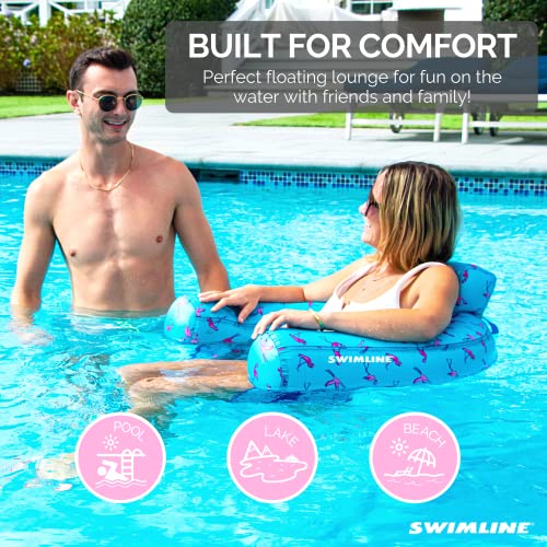 SWIMLINE ORIGINAL Fabric Covered U-Seat Inflatable Pool Lounger | With Comfortable Sling Seat, Back Rest, and Built In Cup Holder | For Pool, Beach, Lake, and More