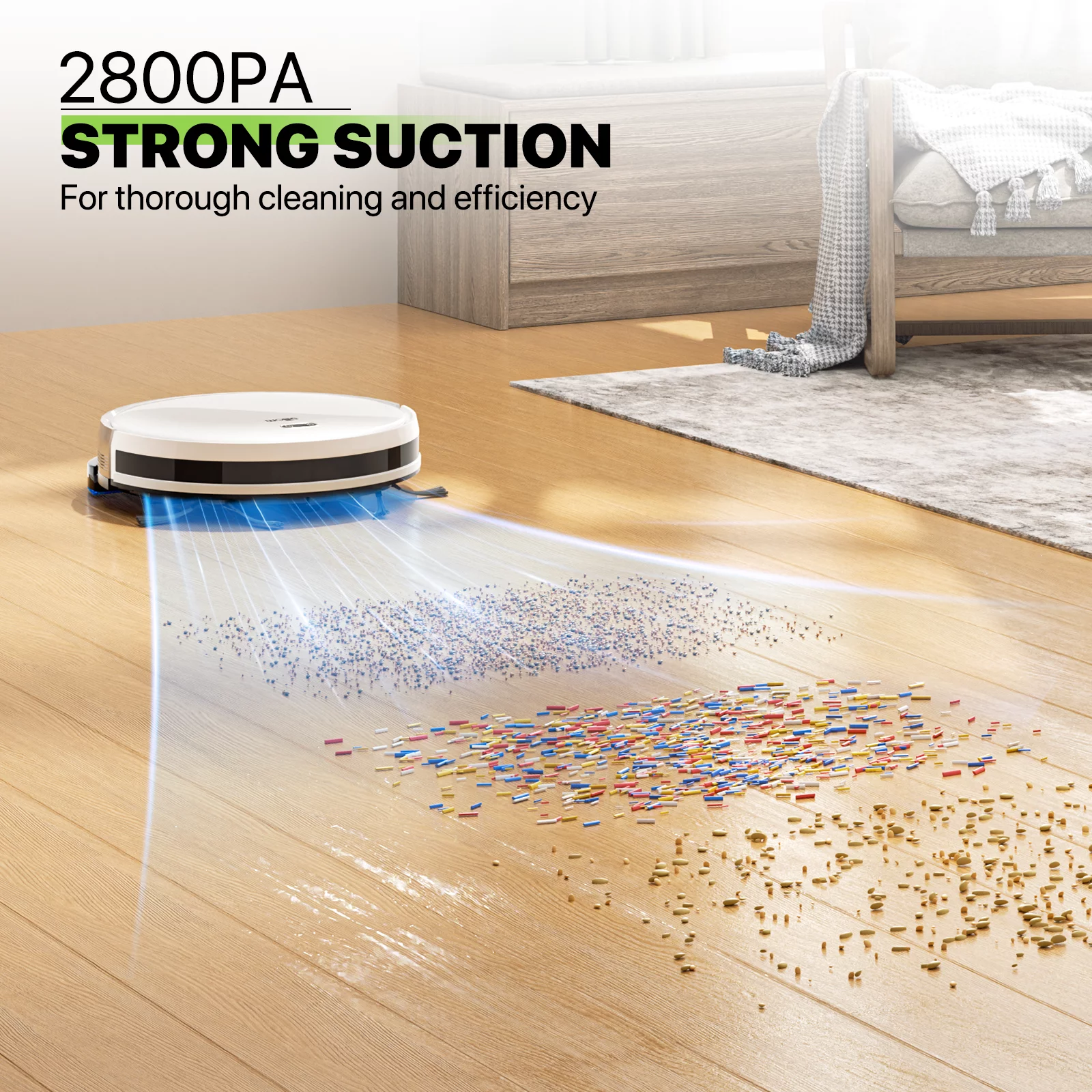 Magshion Robot Vacuum Cleaner, 2 in 1 Robot Vacuum and Mop Combo, Automatic Self-Charging Robotic Vacuum With WIFI Connection, 2800pa Strong Suction Power, White