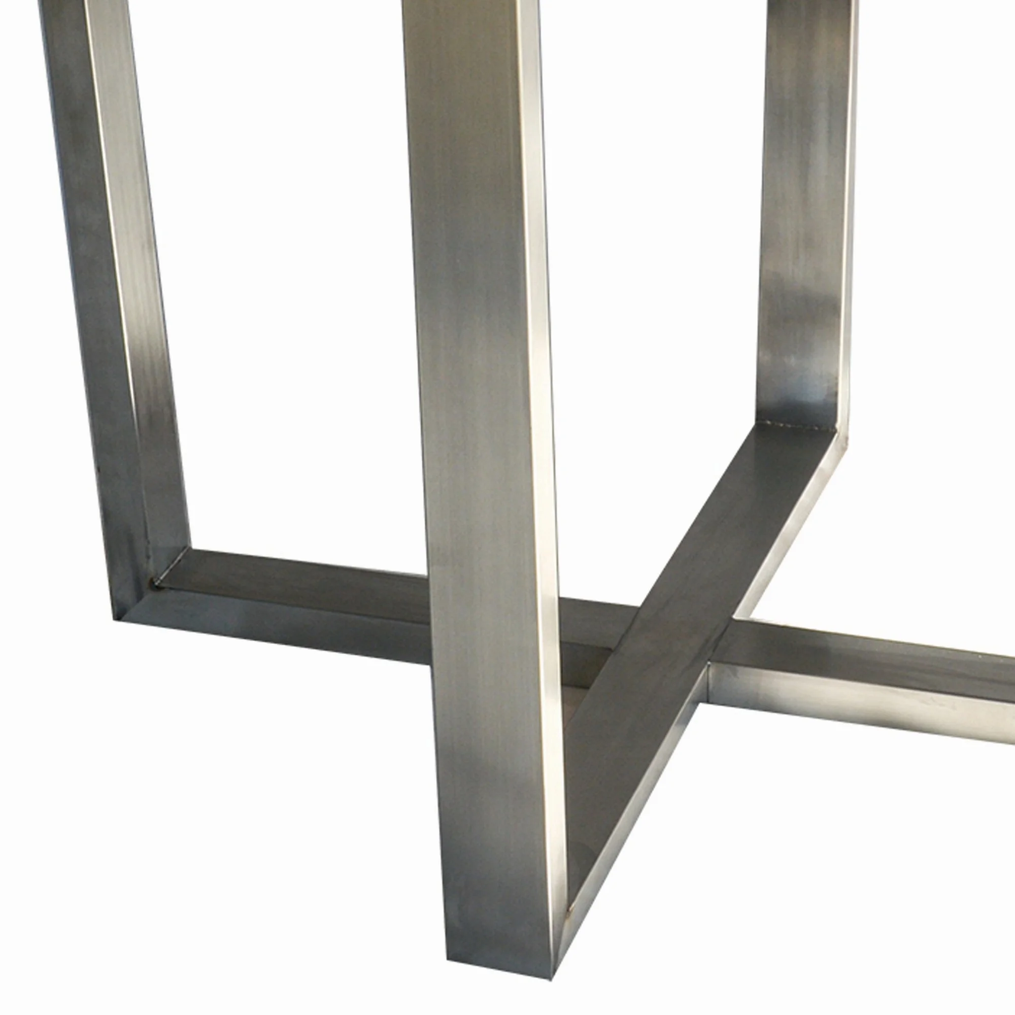 59 Inch Modern Dining Table, Resin Finished Rosewood, Black, Silver