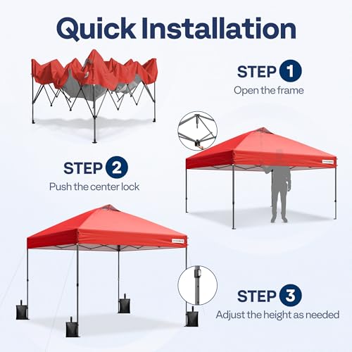 VIVOHOME 10x10ft Pop Up Canopy Tent One Push Setup Outdoor Portable Shelter Tent Heavy Duty with Wheel Carry Bag and 4 Sandbags, White
