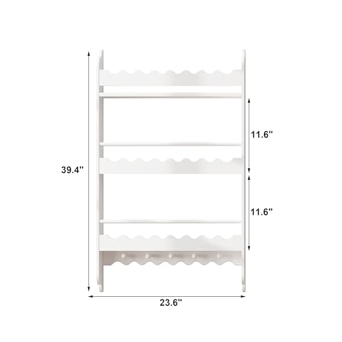 Treocho Kids Bookshelf, Wall Mounted 3-Tier Book Shelf, Kids Bookshelf and Toy Storage for Bedroom, Living Room and Nursery, Natural