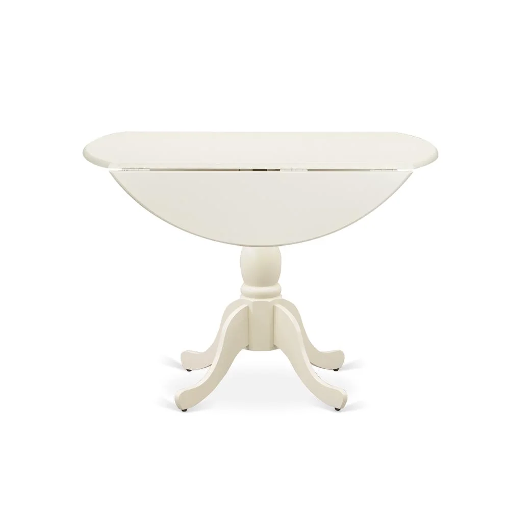 East West Furniture Dublin Wood Dining Table with Pedestal Legs in Linen White