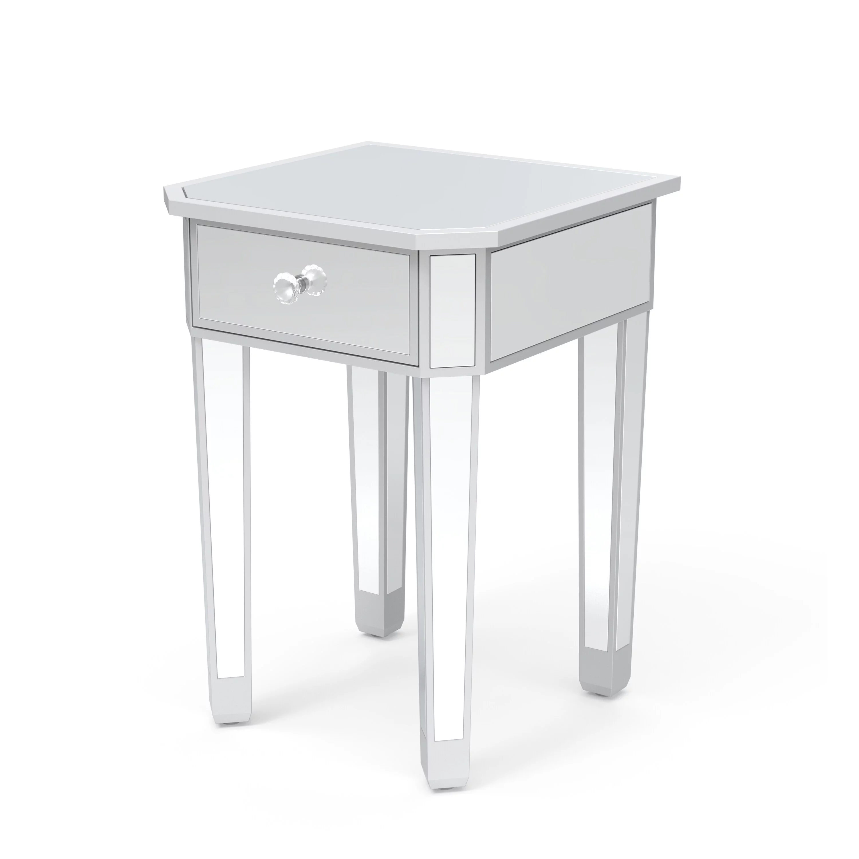 Mirrored Nightstand End Table Modern Bedside Table with Drawer for Bedroom Living Room 1Pcs Drawers Modern & Contemporary Side Tables