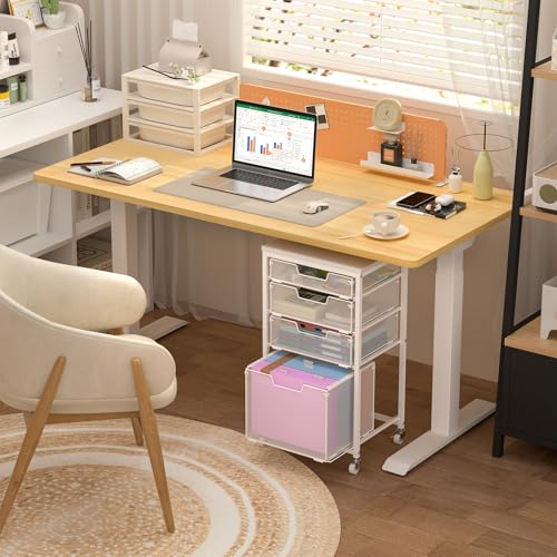 4 Drawer Rolling File Cart with Wheels, Mobile Filing Cabinet for Home Office, Hanging File Organizer, Under Desk Storage, Multifunctional Utility Cart Printer Stand, White (Patent Pending)