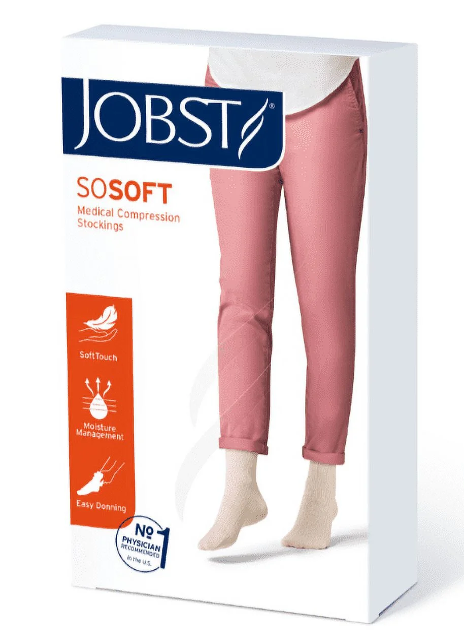JOBST soSoft Knee High Compression Socks 20-30 mmHg Closed Toe - Ribbed Sand Small