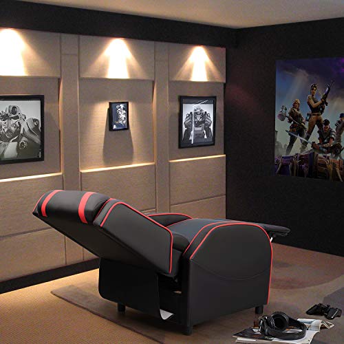 Devoko Massage Gaming Recliner Chair PU Leather Home Theater Seating Single Modern Living Room Sofa Recliners (Red)