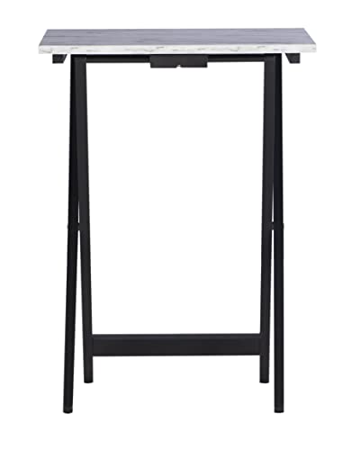 Linon Nikki Brown Faux Marble Tray Table Set