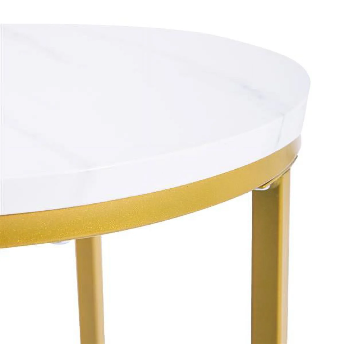 Wulawindy End Table Snack Side Table Single-Layer Round Marble Coffee Table White 15.6