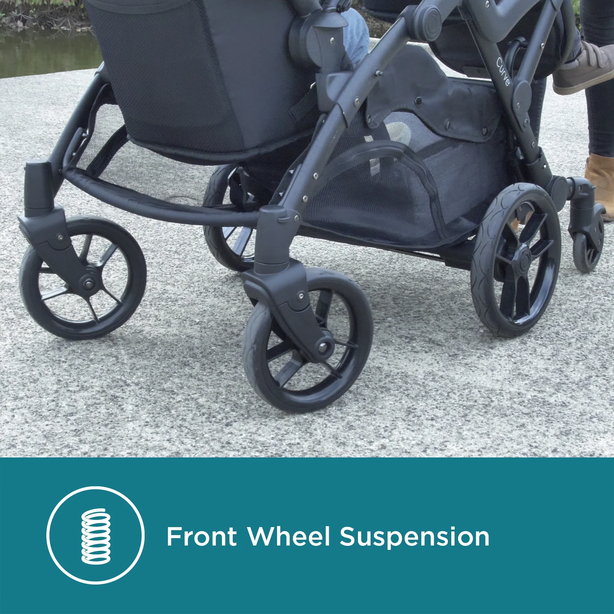 Contours Curve V2 Double Tandem Stroller, Black Herringbone, Unisex