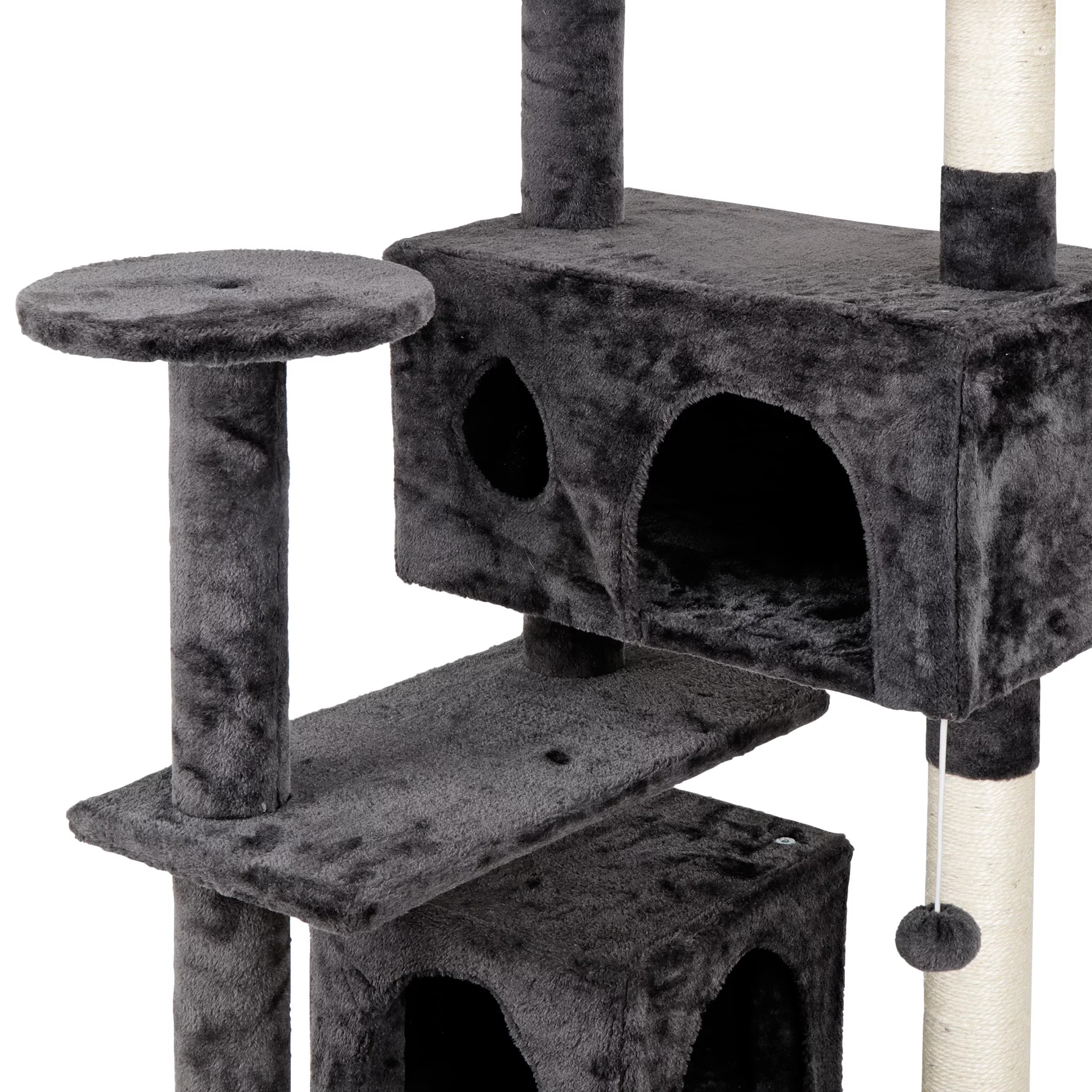 HomGarden 53'' Cat Tree Cat Tower Condo W/Scratching Posts, Kitten Play House Dark Gray