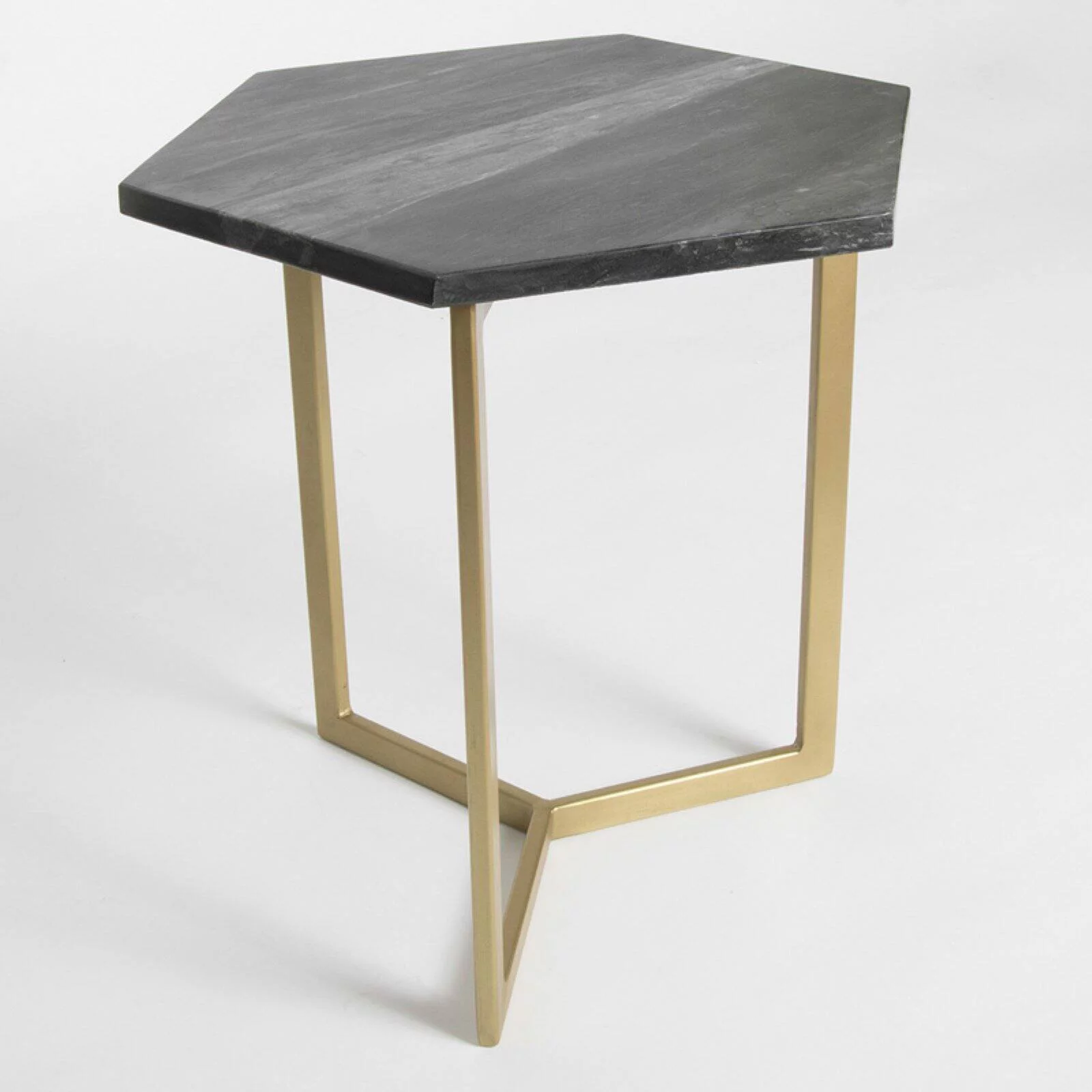 Best Home Fashion Prince Hexagon Marble Top Accent Table