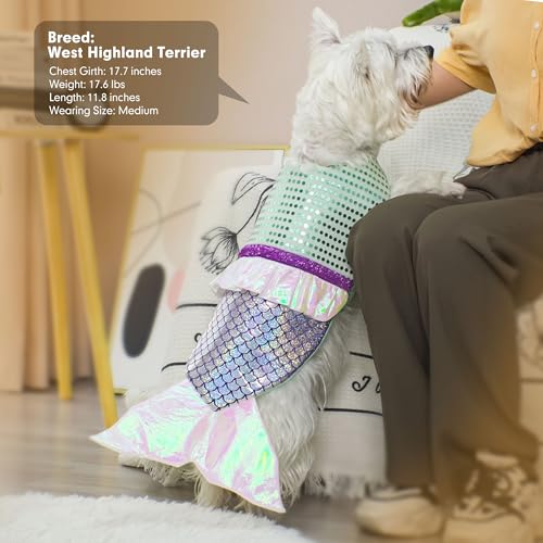 cyeollo Dog Costumes for Large Dogs Sparkly Mermaid Cosplay Clothes Pet Costme Birthday Party Outfit Dog Halloween Costumes Size XL