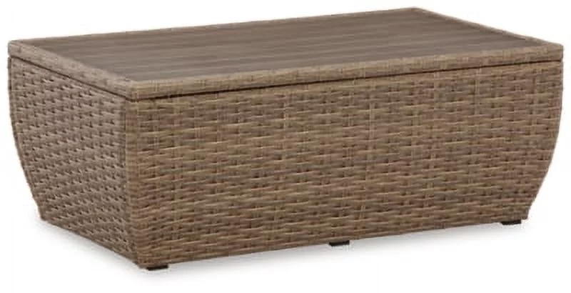 Signature Design by Ashley Casual Sandy Bloom Outdoor Coffee Table  Beige