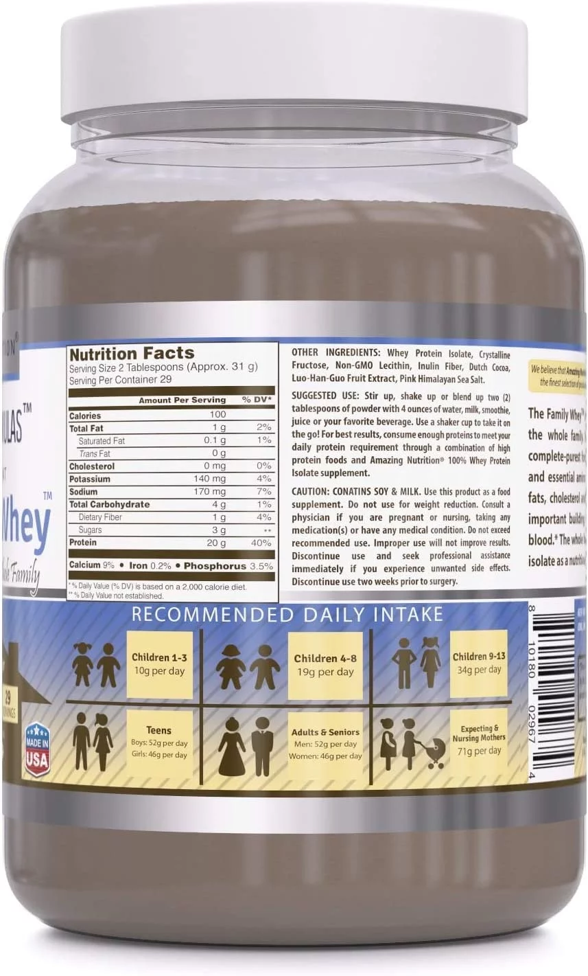 Amazing Formulas The Family Whey- Whey Protein Isolate (Chocolate Flavor) - 2 Lbs