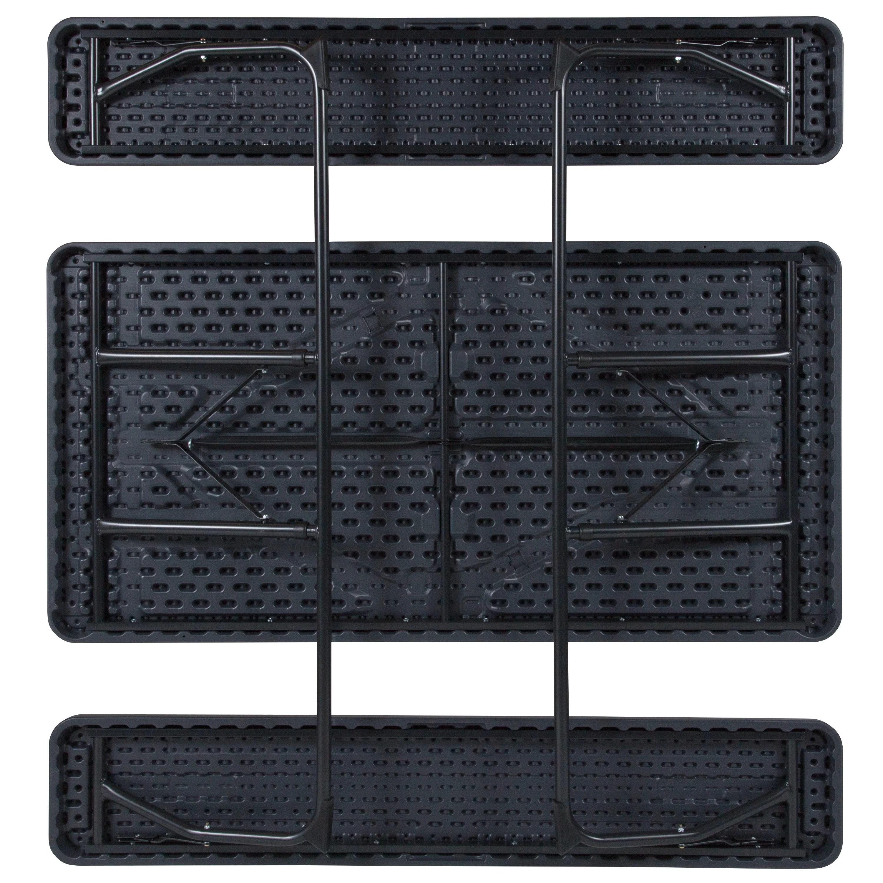 Flash Furniture Insta-Fold Charcoal Wood Grain Folding Picnic Table and Benches - 4.5 Foot Folding Table