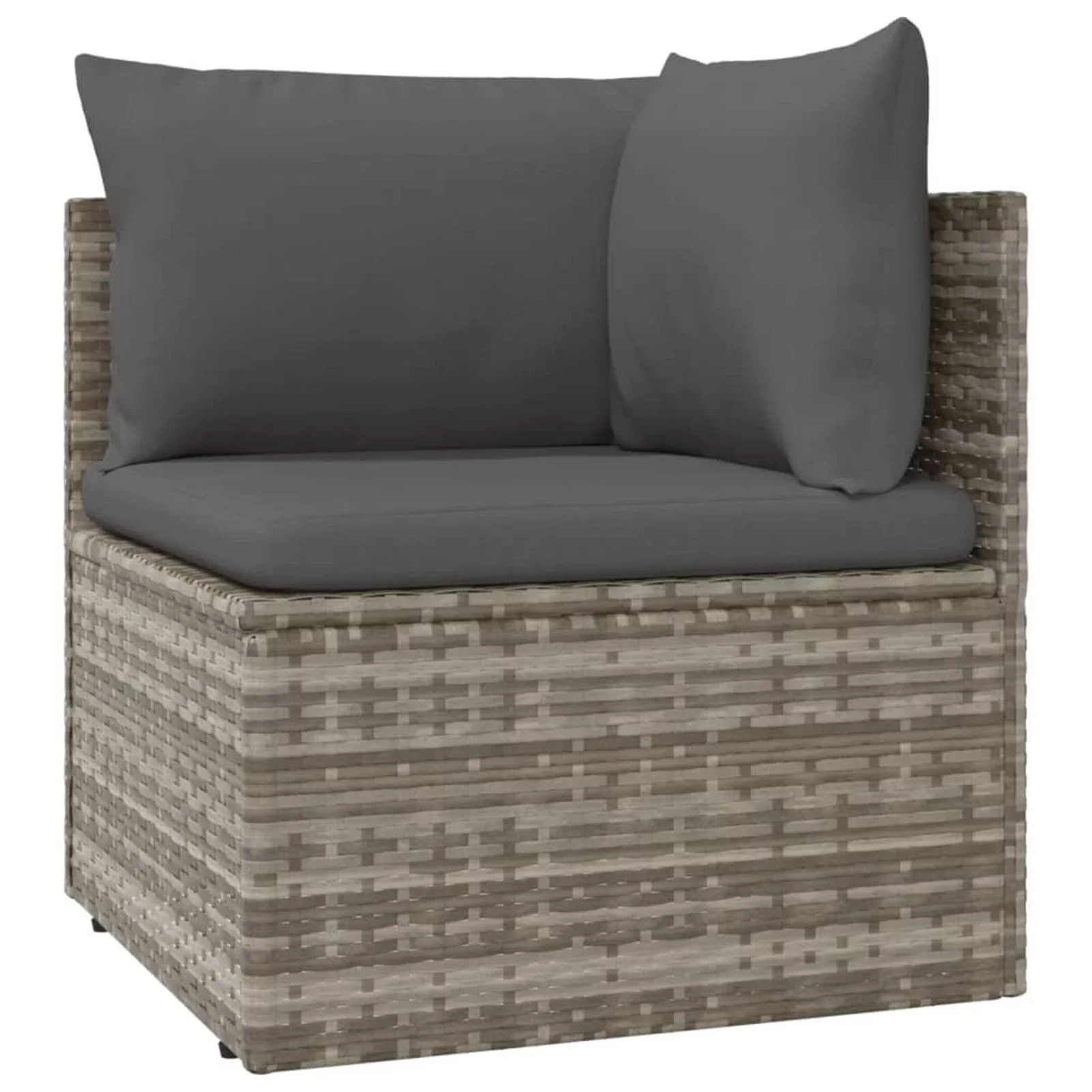 Htovila 9 Piece Patio Set with Cushions Gray Poly Rattan