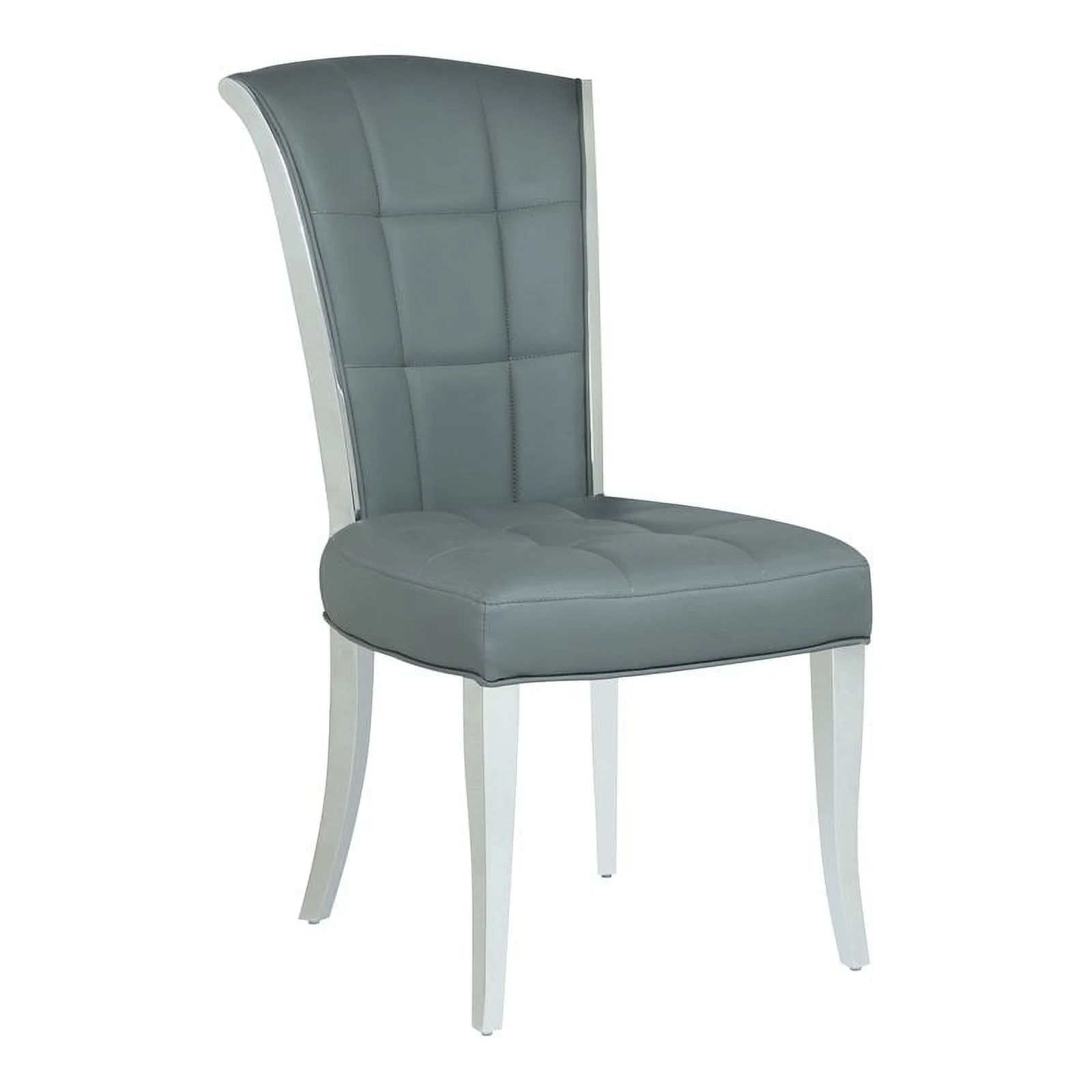 Milan Aurelia Tufted Faux Leather Side Chair in Gray (Set of 2)