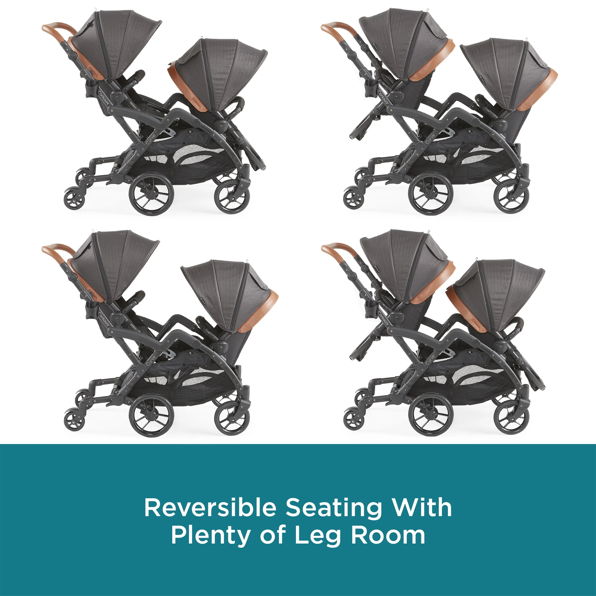 Contours Curve V2 Double Tandem Stroller, Black Herringbone, Unisex