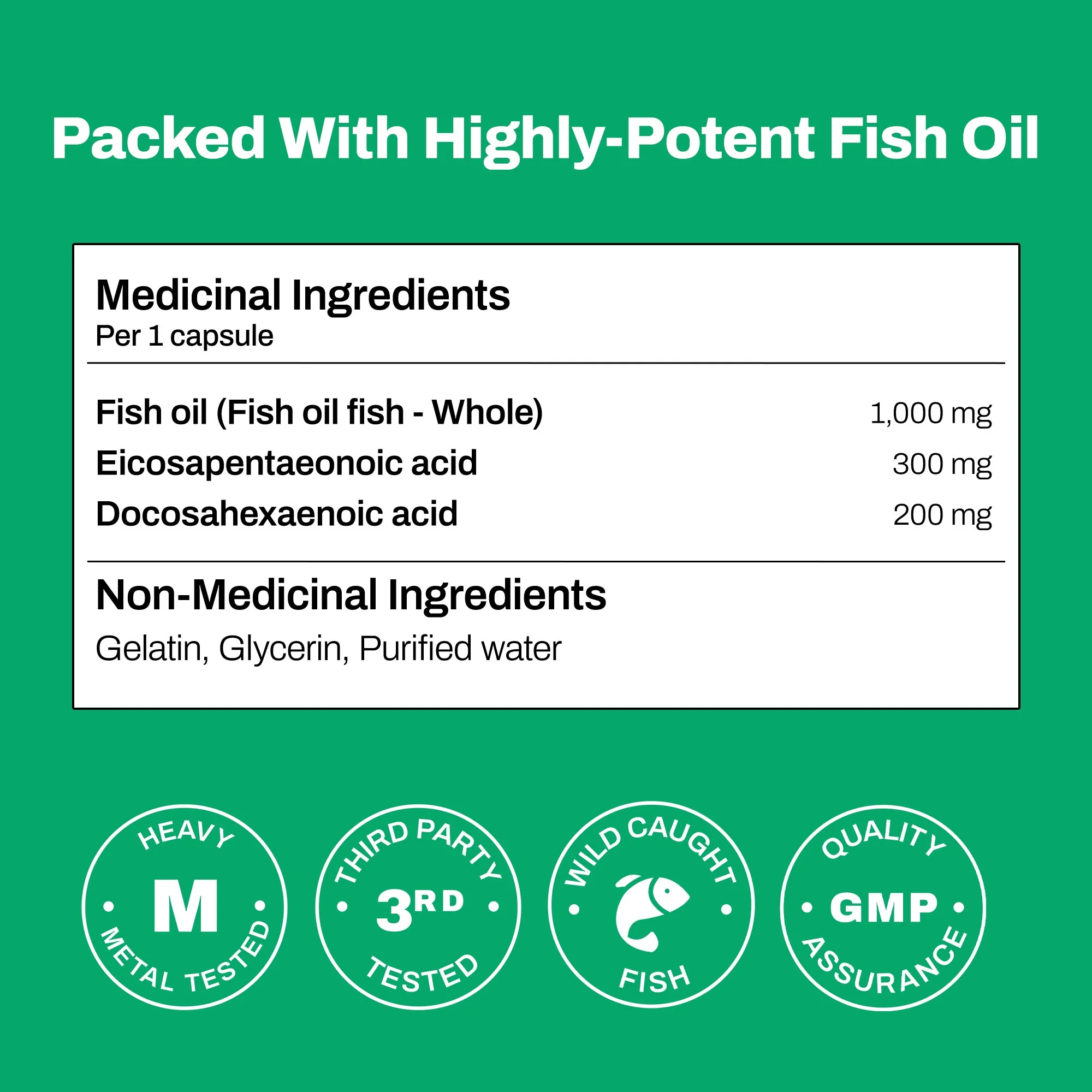 Vitasave Omega 3 Fish Oil Supplement, 3000mg Fish Oil, 120 Softgels