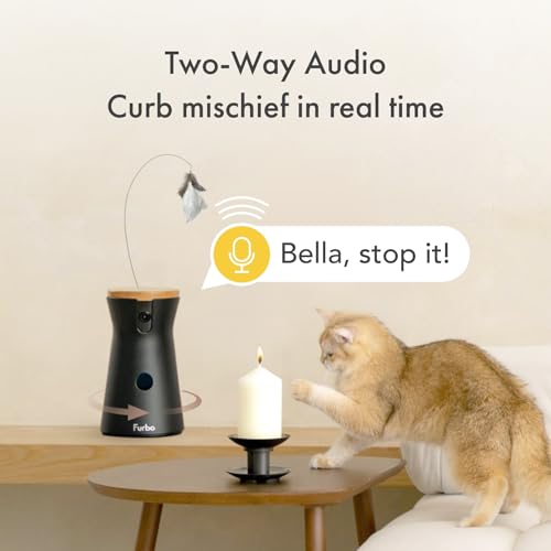 Furbo 360° Cat Camera - Unlock Camera & Smart Features w/Paid Plan: Home Security & Pet Safety Alerts, Rotating Treat Dispenser w/Speaker, Smart Cam w/Phone App (Subscription Required, 3mo Minimum)