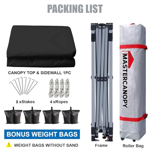 MASTERCANOPY Durable Pop-up Canopy Tent with 1 Sidewall (10'x10',White)