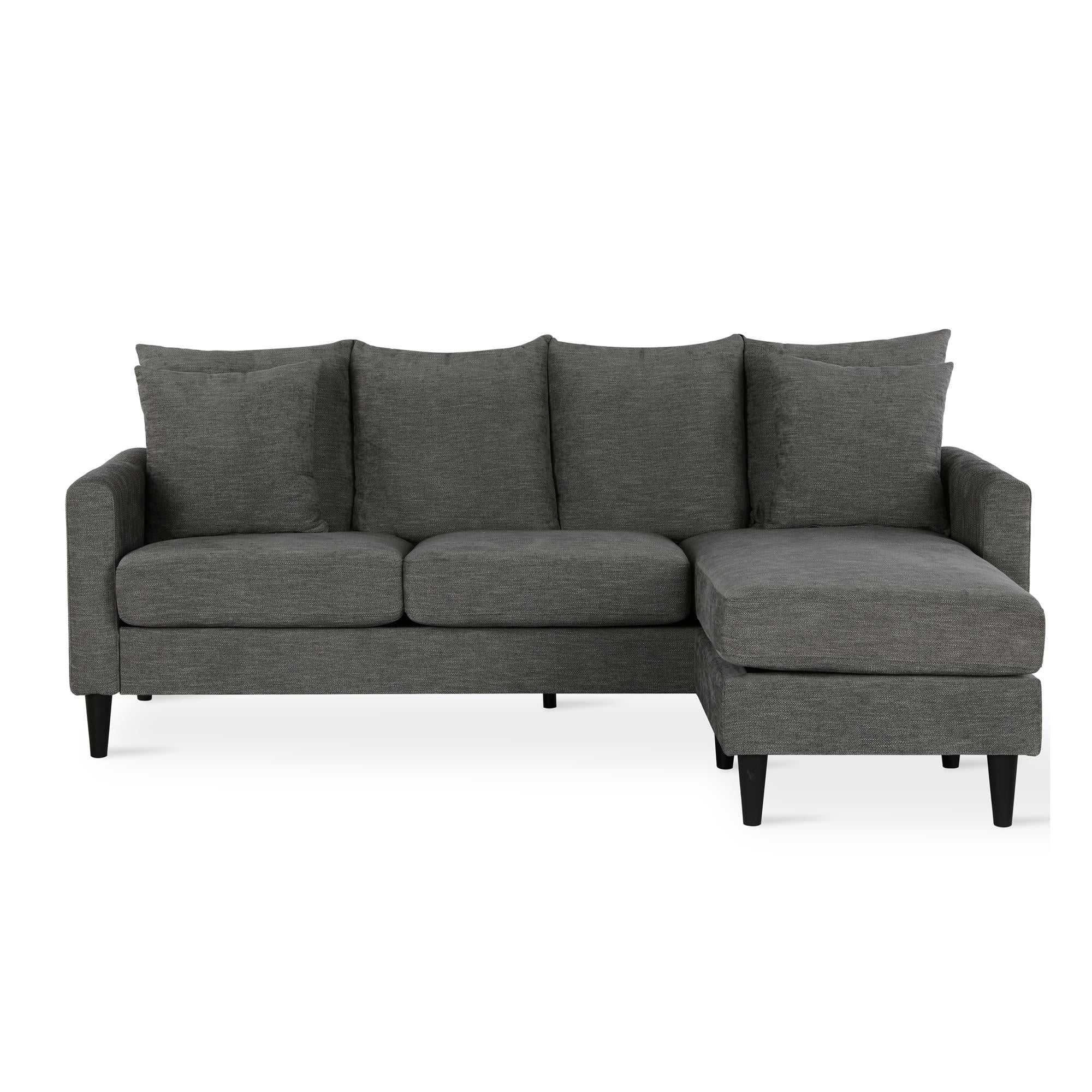 DHP Keaton Reversible Sectional with Pillows, Gray