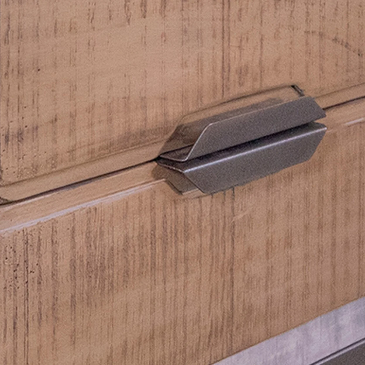 Dome 26 Inch Side End Table Mango Wood Distressed Hand Forged 2 Drawer- Saltoro Sherpi