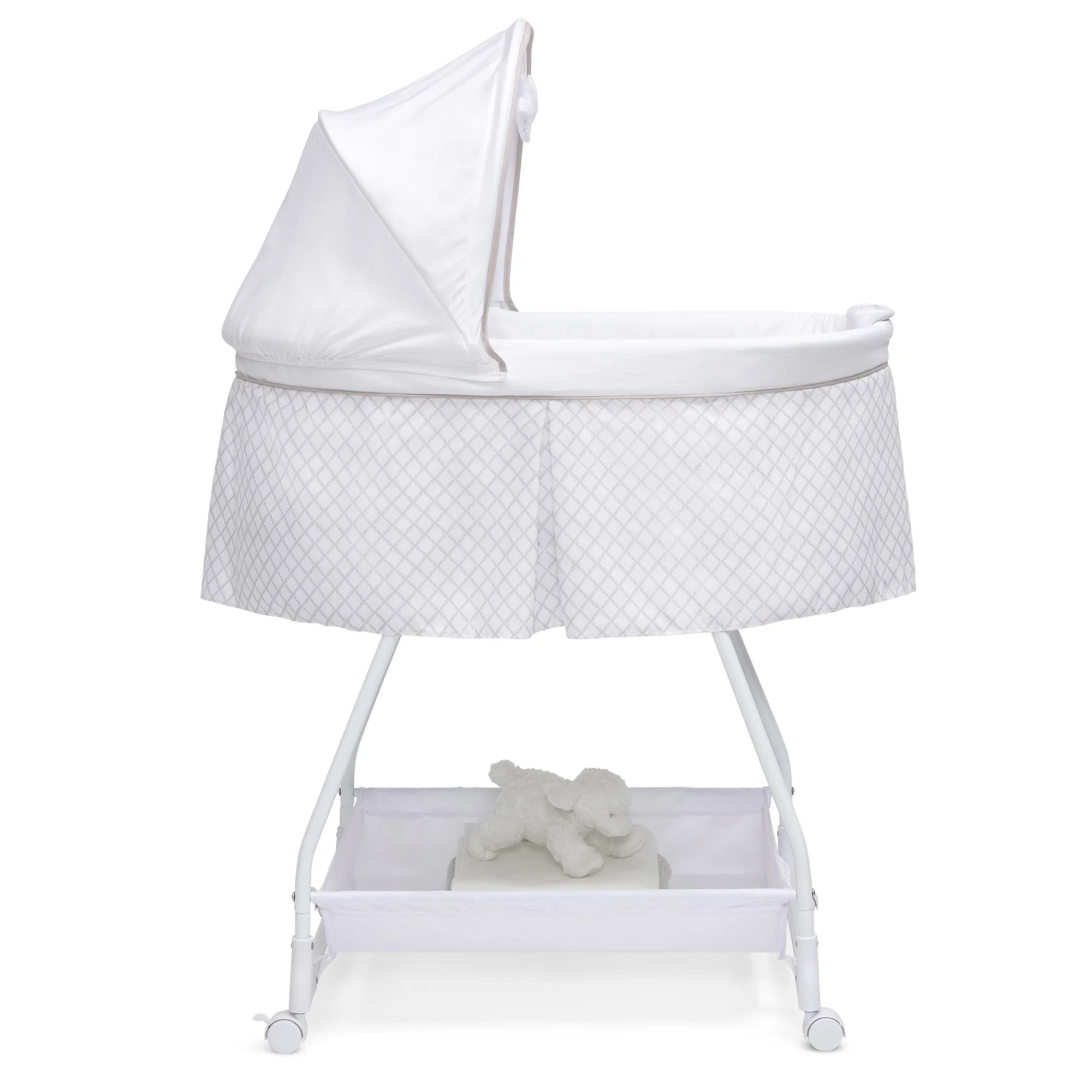 Delta Children Deluxe Soothing Dreams Bassinet, Grey Lattice