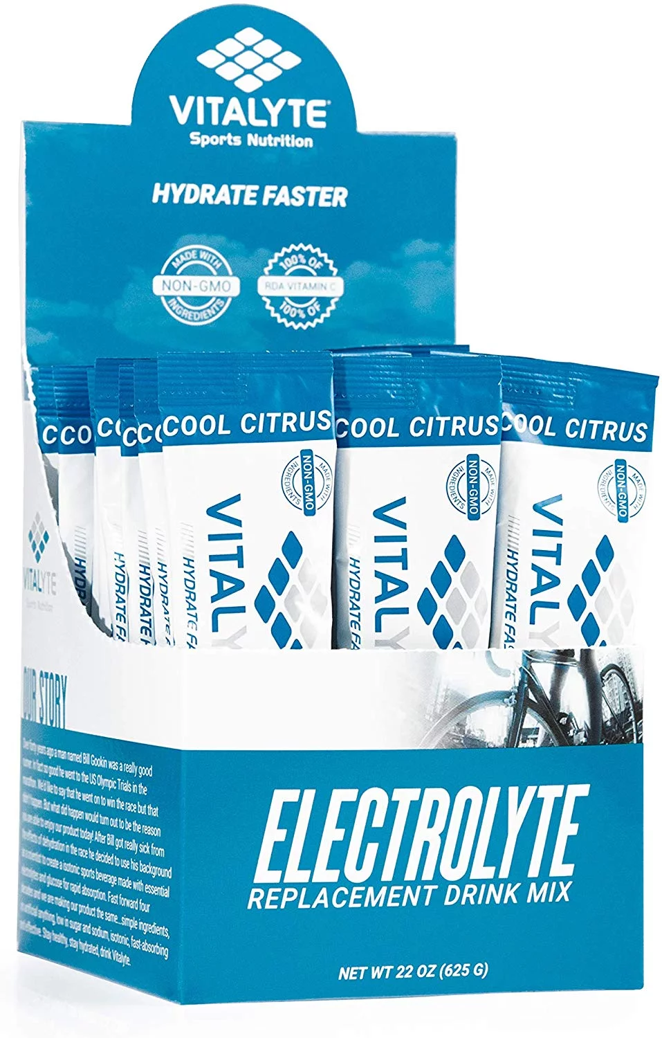 Vitalyte Electrolyte Replacement Powder Drink Mix, 25 Single Serving Stick Packs (Cool Citrus)