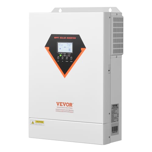 VEVOR Hybrid Solar Inverter, 6000W, All in One Pure Sine Wave Power Inverter Charger, 48V DC to 220/230V AC, with Built-in 120A MPPT Solar Controller, for Off-Grid System Lead Acid Lithium Battery
