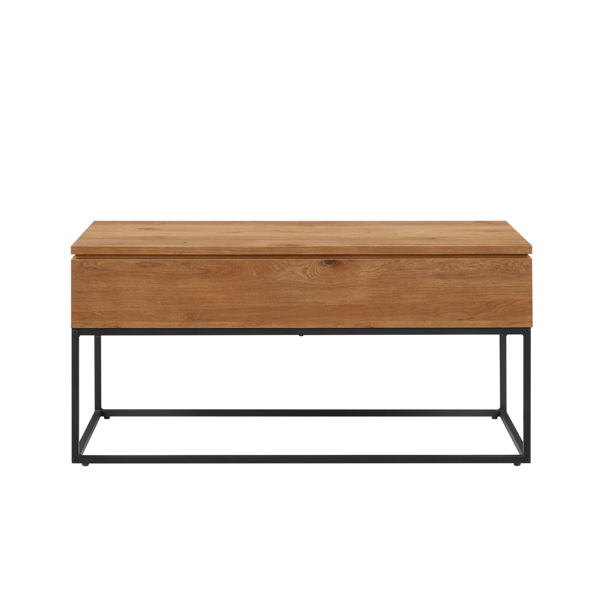 Walker Edison Modern Wood and Metal Lift-Top Coffee Table, English Oak