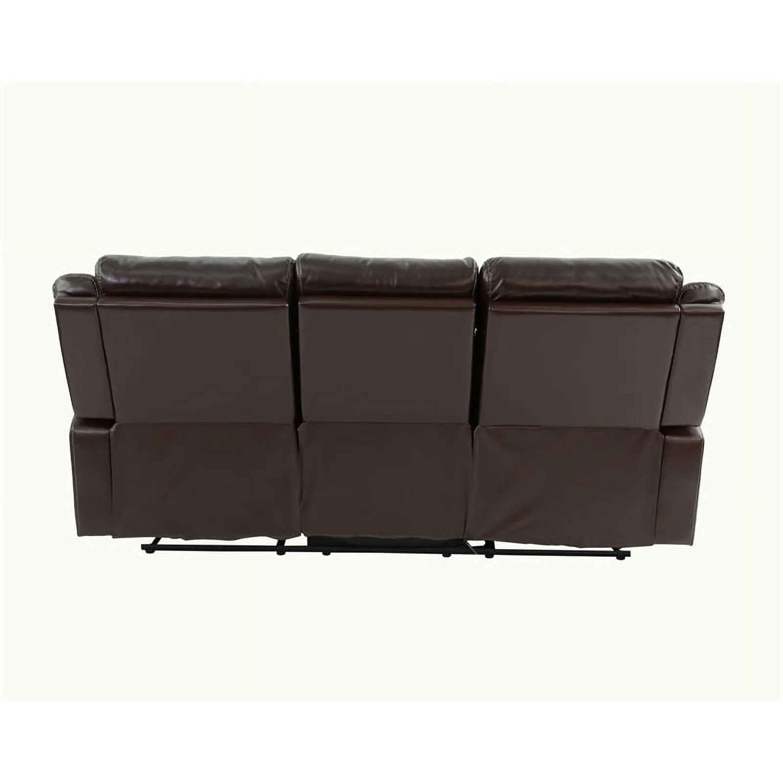Poundex Furniture Gel Leatherette Sofa Recliner in Dark Brown