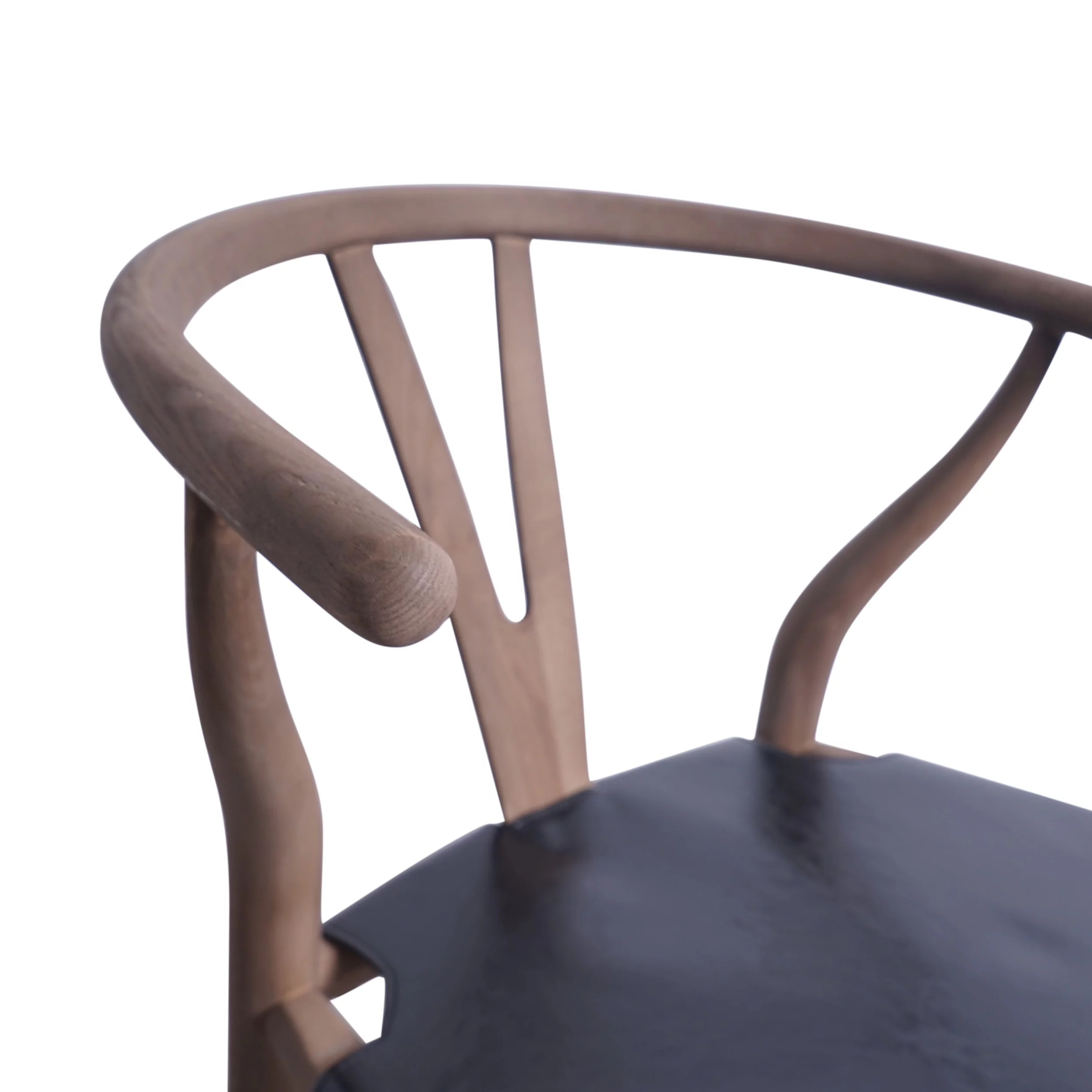 GDF Studio Quince Rustic Faux Leather and Elm Wood Wishbone Chair, Black and Antique