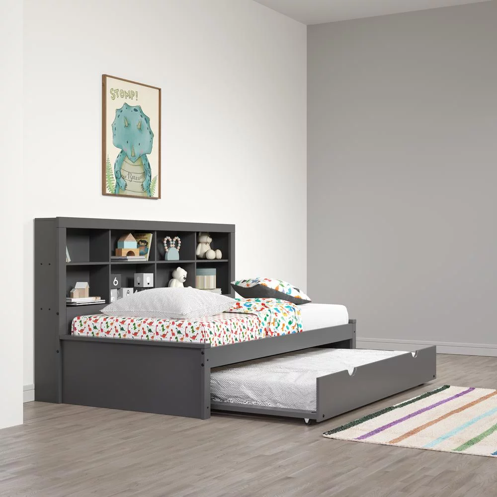Twin Bookcase Day Bed in Dark Grey