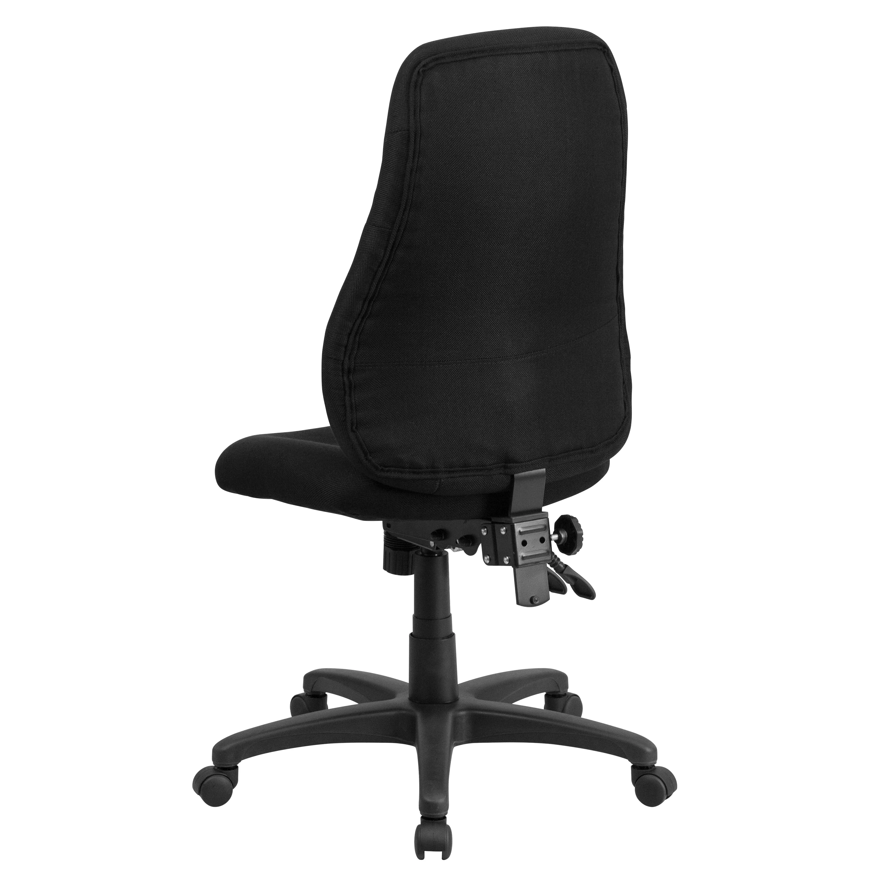 BizChair High Back Black Fabric Multifunction Swivel Ergonomic Task Office Chair