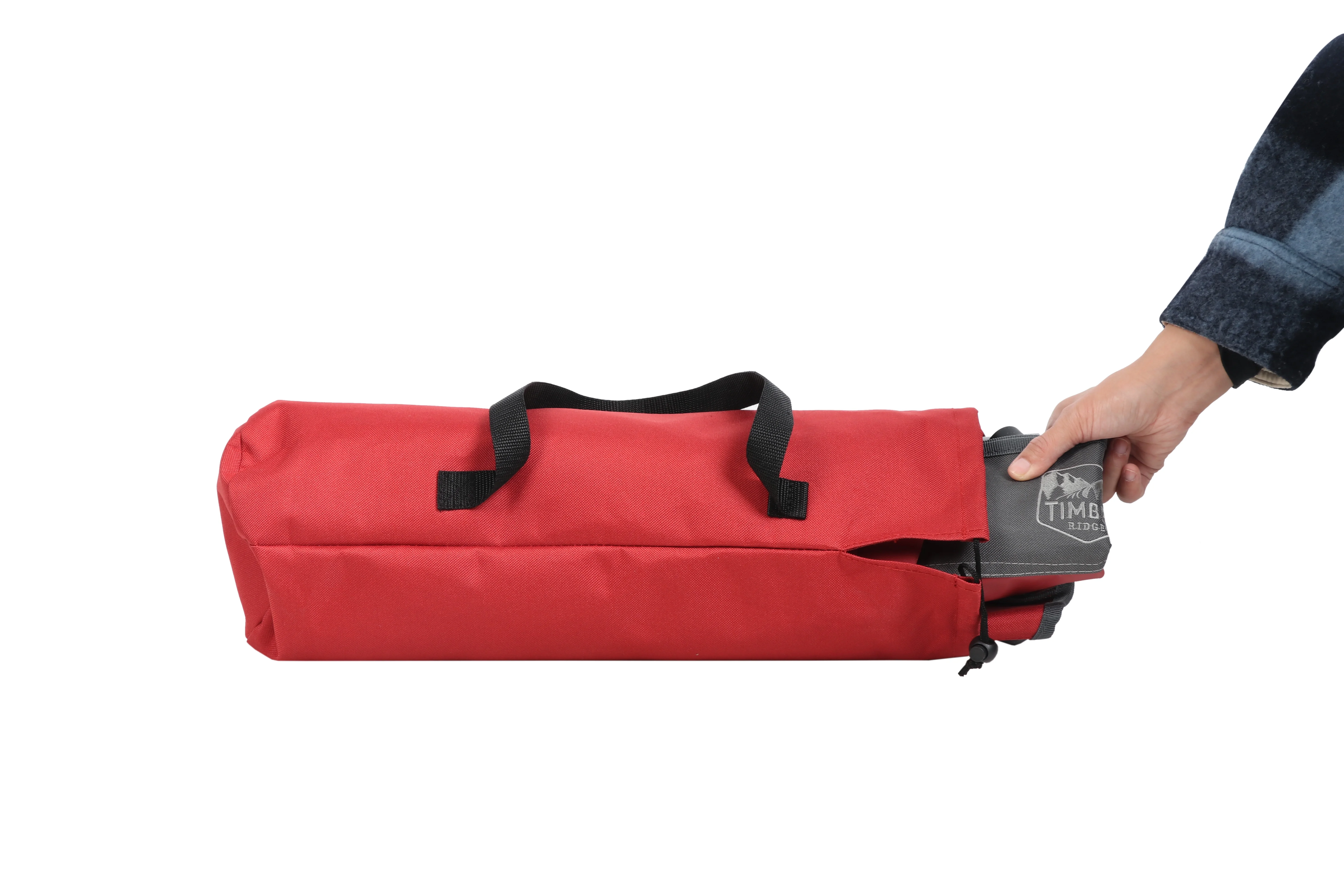 Timber Ridge Yew x-Frame Backpack Camping Chair, Red and Gray, Adult