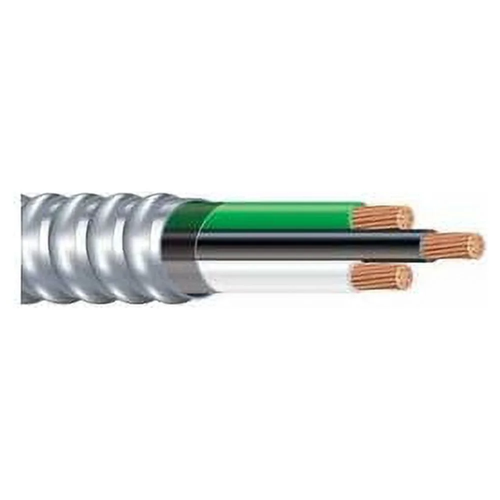 metal clad (mc) cable with ground, aluminum ed, stranded copper conductor (50ft cut)