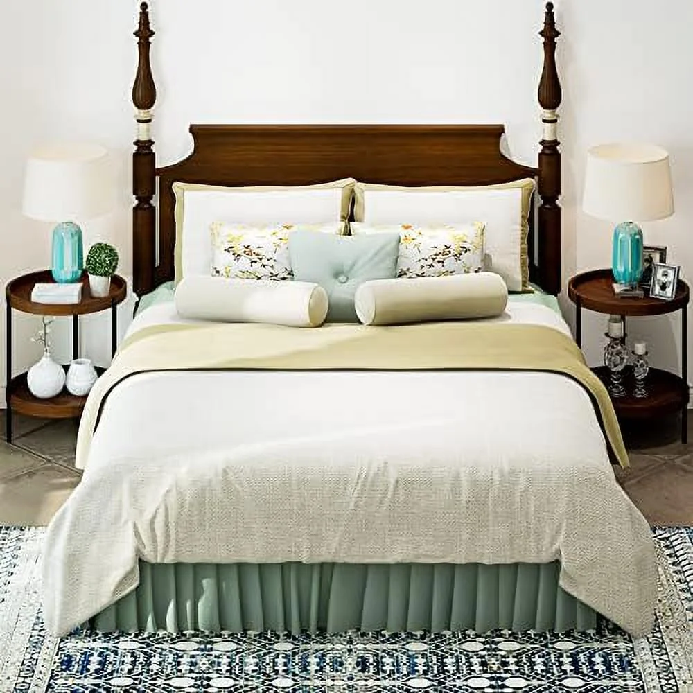 Round Side Table  Retro End Table with  Shelf  20.5" Nightstand w/Heavy-Duty Steel Frame  Wood Accent Table for Small Spaces Living Room Bedroom  Cherry (1)