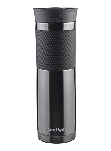 Contigo Byron Snapseal Travel Mug, Stainless Steel Thermal Mug, Vacuum Flask, Leakproof Tumbler, Coffee Mug with BPA Free Easy-Clean Lid, 590 ml, Black