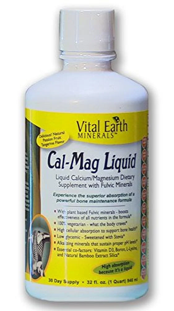 Cal-Mag Liquid 1 Month Supply High Potency Sugar Free Vegetarian, 32 oz, 6 Pack