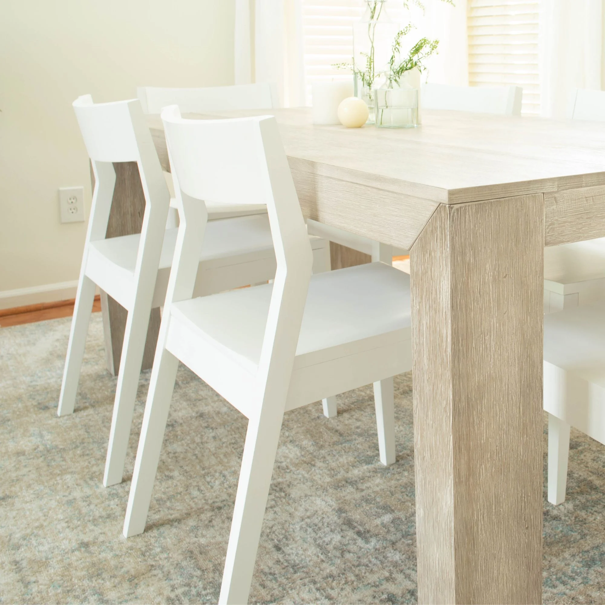 Plank+Beam Modern Dining Chair, Wooden Kitchen Chair, Solid Wood Chair for Office, White