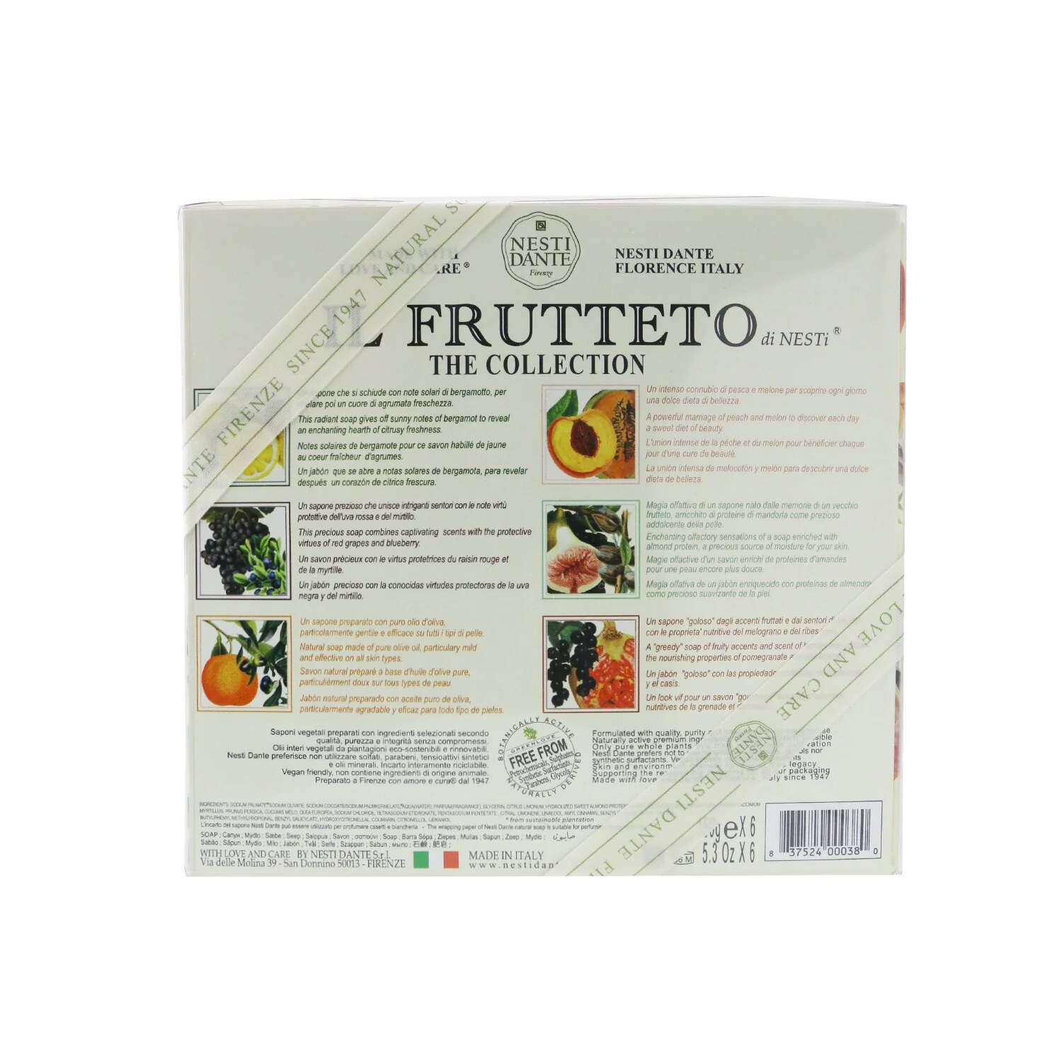 Nesti Dante Il Frutteto Soap Gift Set (#Peach & Lemon, #Citron & Bergamot, #Fig & Almond Milk, #Red Grapes & Blueberry, #Pomegranate & Blackcurrant, #Olive Oil & Tangerine  6x150g/5.3oz