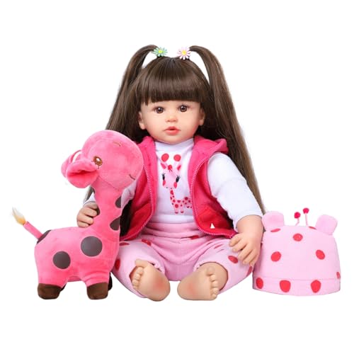 Reborn Baby Dolls 24 Inch - Realistic Toddler Silicone Baby Doll Girl with Long Hair in Gift Box, Weighted Lifelike Babe Muñecas Niñas, Feeding Toys, Birth Certificate & Accessories for Age 3+