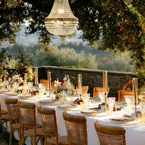 Black Hurricane Candle Holders, Set of 6 Glass Taper Candlestick Holders Metal Candle Stands Bulk with Glass Cover for Dining Tables Wedding Candelabra Centerpieces Decor