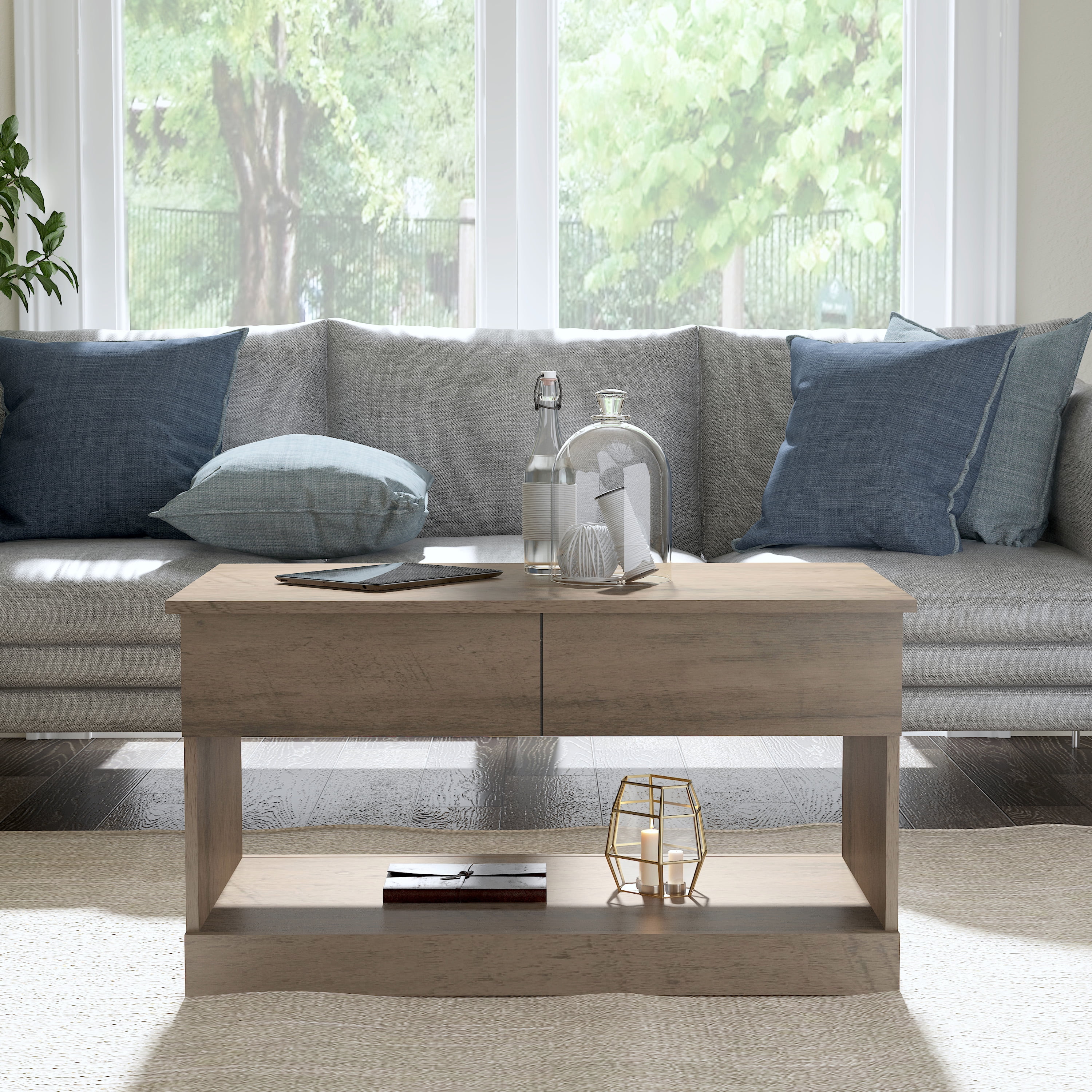 Brindle Rectangular Lift Top Coffee Table, Gray Oak, by Hillsdale Living Essentials