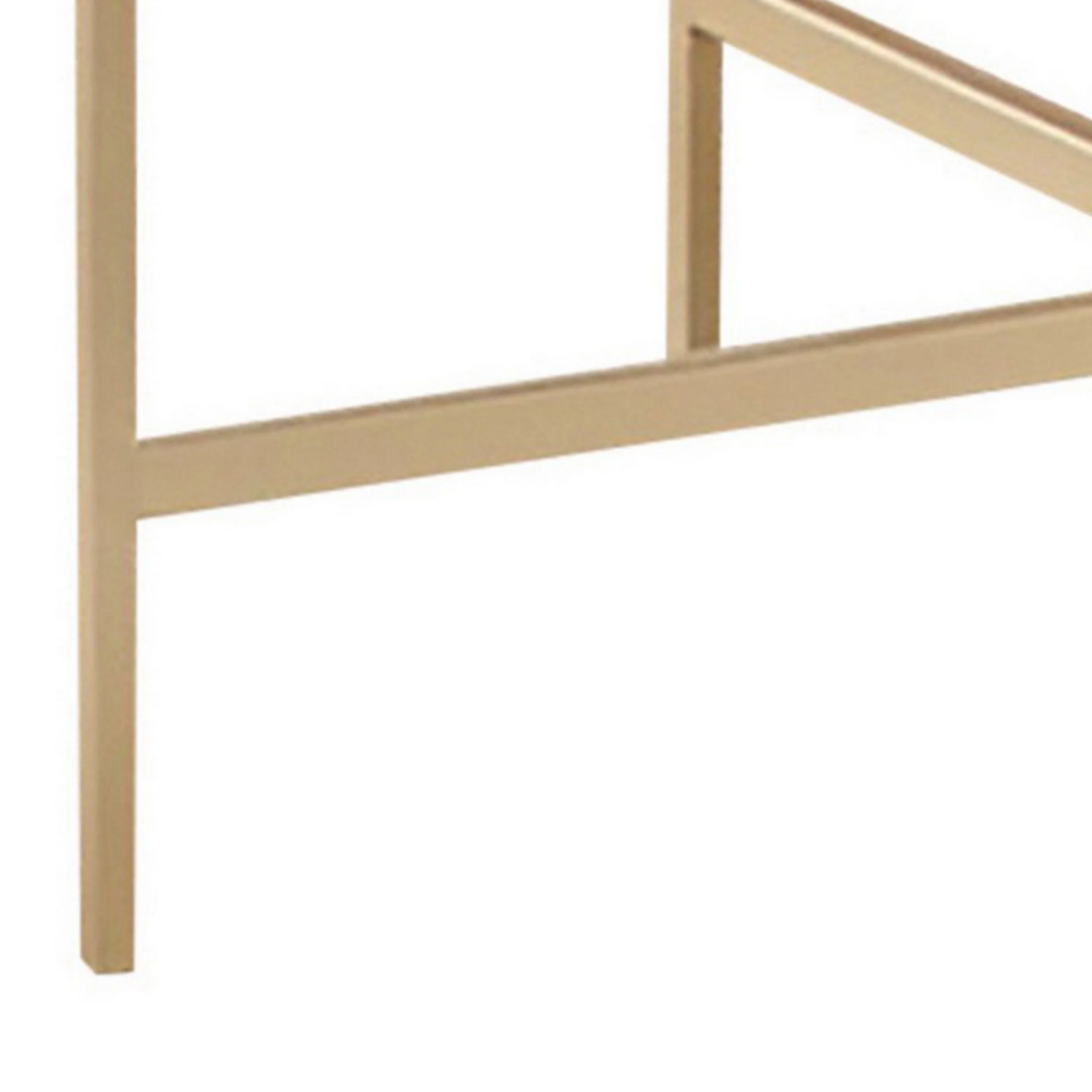 24 Inch Side End Table, Rounded Marble Surface, Sleek Gold Metal Frame