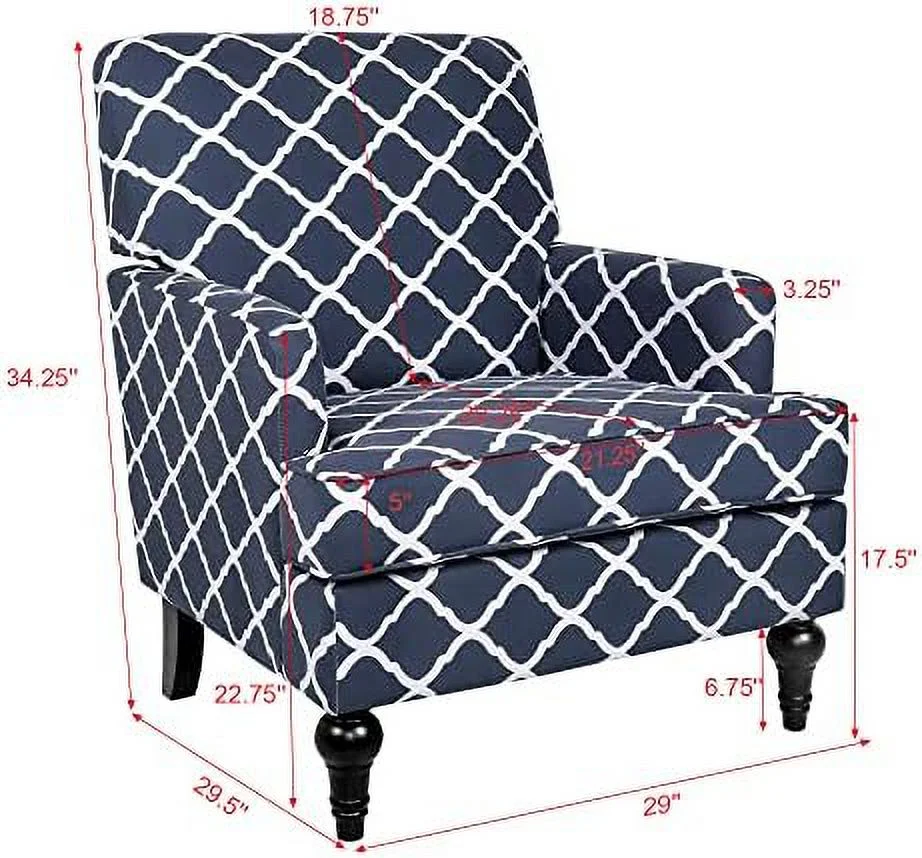 YZboomLife Living Room Chairs  Accent Chair Single Sofa Recliner Chair Birch Legs Comfy Upholstered Lounge Chair Single Sofa Chair for Home  Living Room  Office  Bedroom  Blue